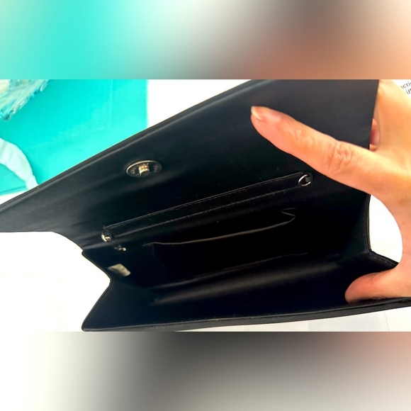 Satin Evening Clutch with Bow Brooch - Picture 2 of 2